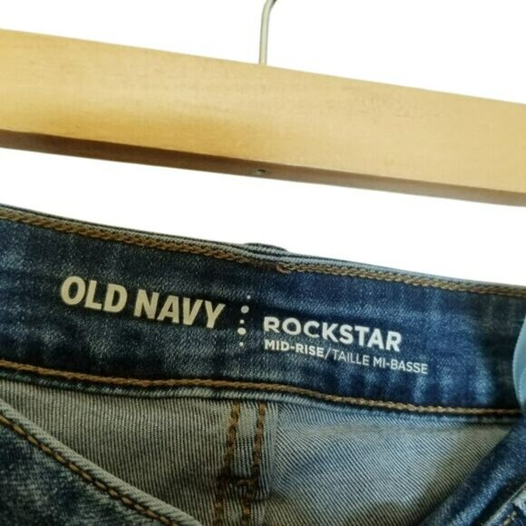 Old Navy Rockstar Mid-Rise Embroidered Floral Skinny Jeans Womens 6 Blue Denim - Picture 3 of 16